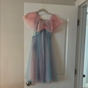 Elegant Pink and Blue ladies costume Dress